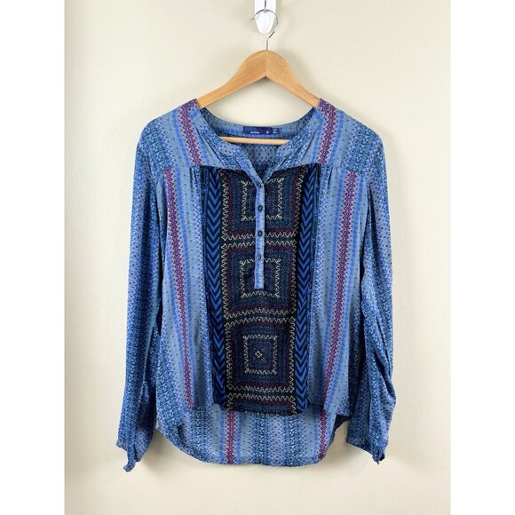 Prana Women’s Bluebell Inka Long Sleeved Blouse Top Sz Medium Boho Peasant - Picture 1 of 7